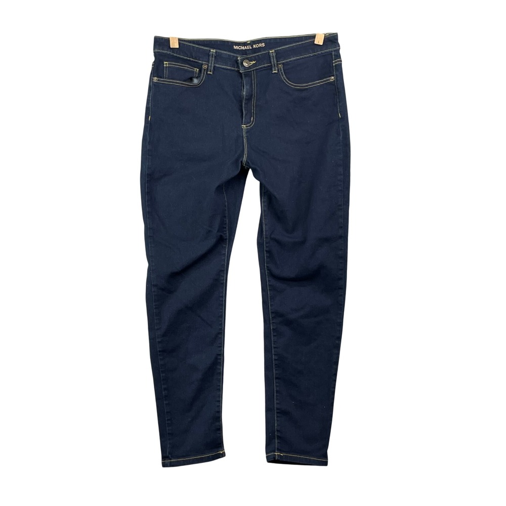 Michael Kors Skinny Jeans Women's 14 Indigo Blue Stretch‎ Denim Mid Rise Tapered
